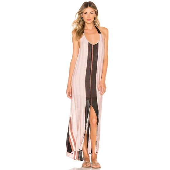 PilyQ Swim Papaya Faith Long Maxi Dress Womens XS Small Striped Pink - Picture 1 of 16